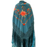 MANTÓN MANILA AZUL VERDOSA CORALES
