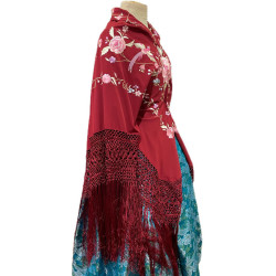 MANTÓN MANILA GRANATE ROSAS