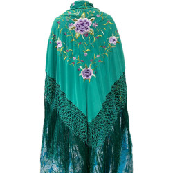 MANTÓN MANILA VERDE AGUA LILAS