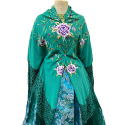MANTÓN MANILA VERDE AGUA LILAS