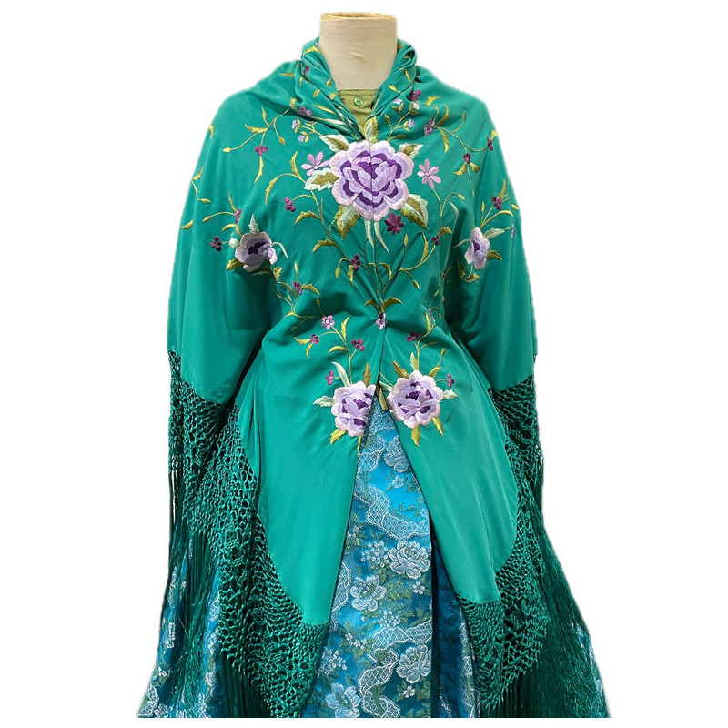 MANTÓN MANILA VERDE AGUA LILAS