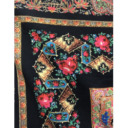 mantón estampado pajaritos negro