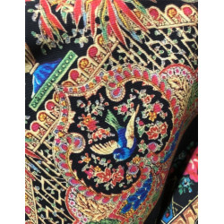 mantón estampado pajaritos negro