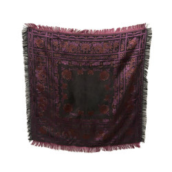PAÑUELO DE SEDA NEGRO FUCSIA-ROJO