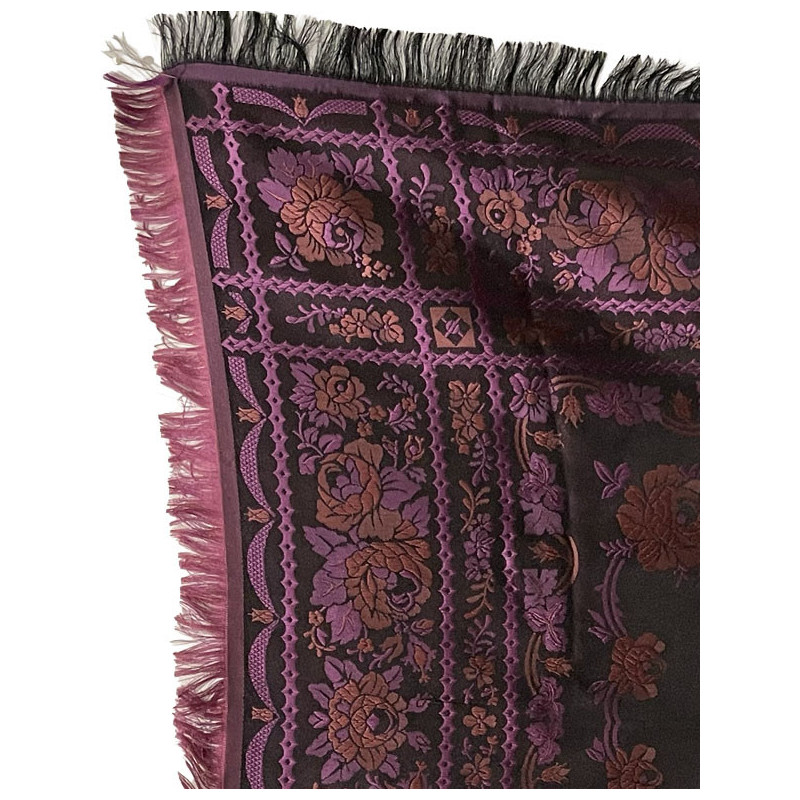 PAÑUELO DE SEDA NEGRO FUCSIA-ROJO