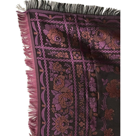 PAÑUELO DE SEDA NEGRO FUCSIA-ROJO