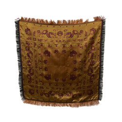 PAÑUELO DE SEDA NEGRO ROJO-ORO