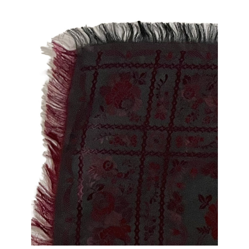 PAÑUELO DE SEDA NEGRO ROJO-GRANATE