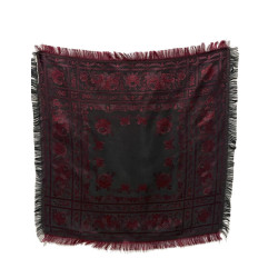 PAÑUELO DE SEDA NEGRO ROJO-GRANATE