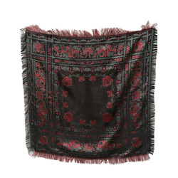 PAÑUELO DE SEDA NEGRO FUCSIA-AZUL