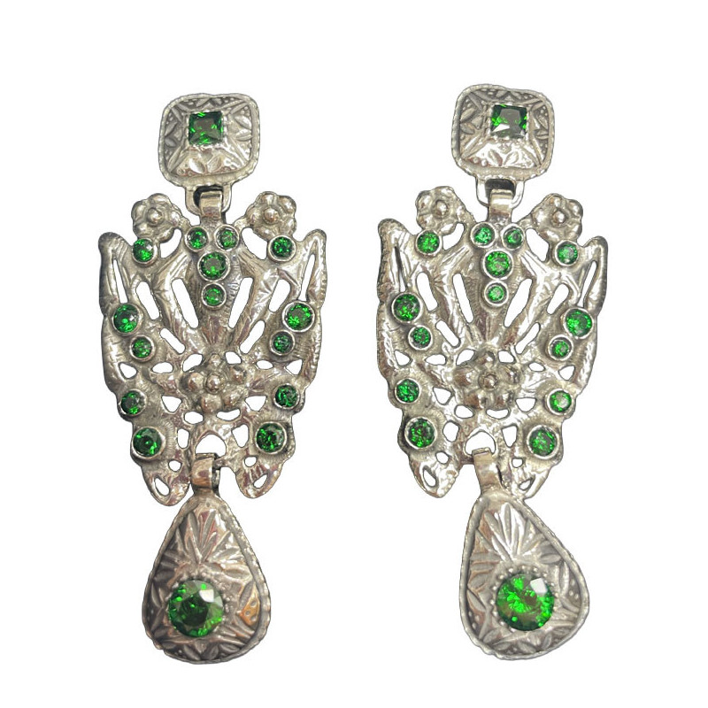PENDIENTE MARIPOSA PLATA VERDE