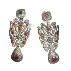 PENDIENTE MARIPOSA PLATA GRANATE