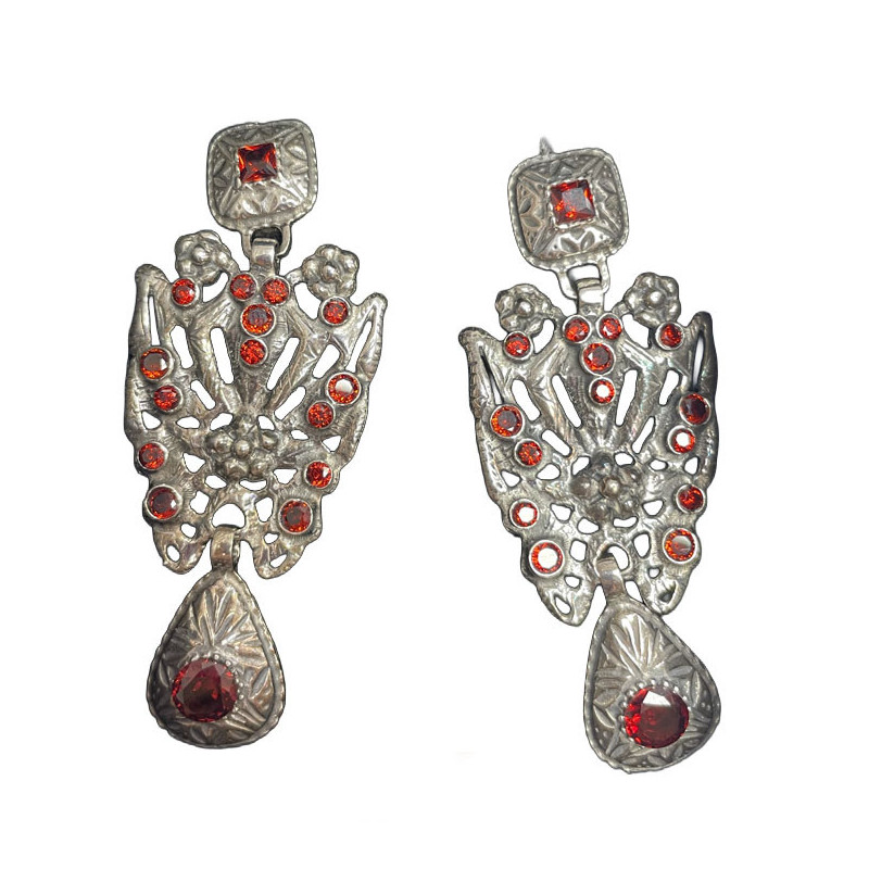 PENDIENTE MARIPOSA PLATA GRANATE