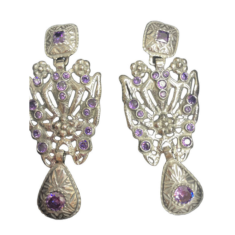 PENDIENTE MARIPOSA PLATA MORADO